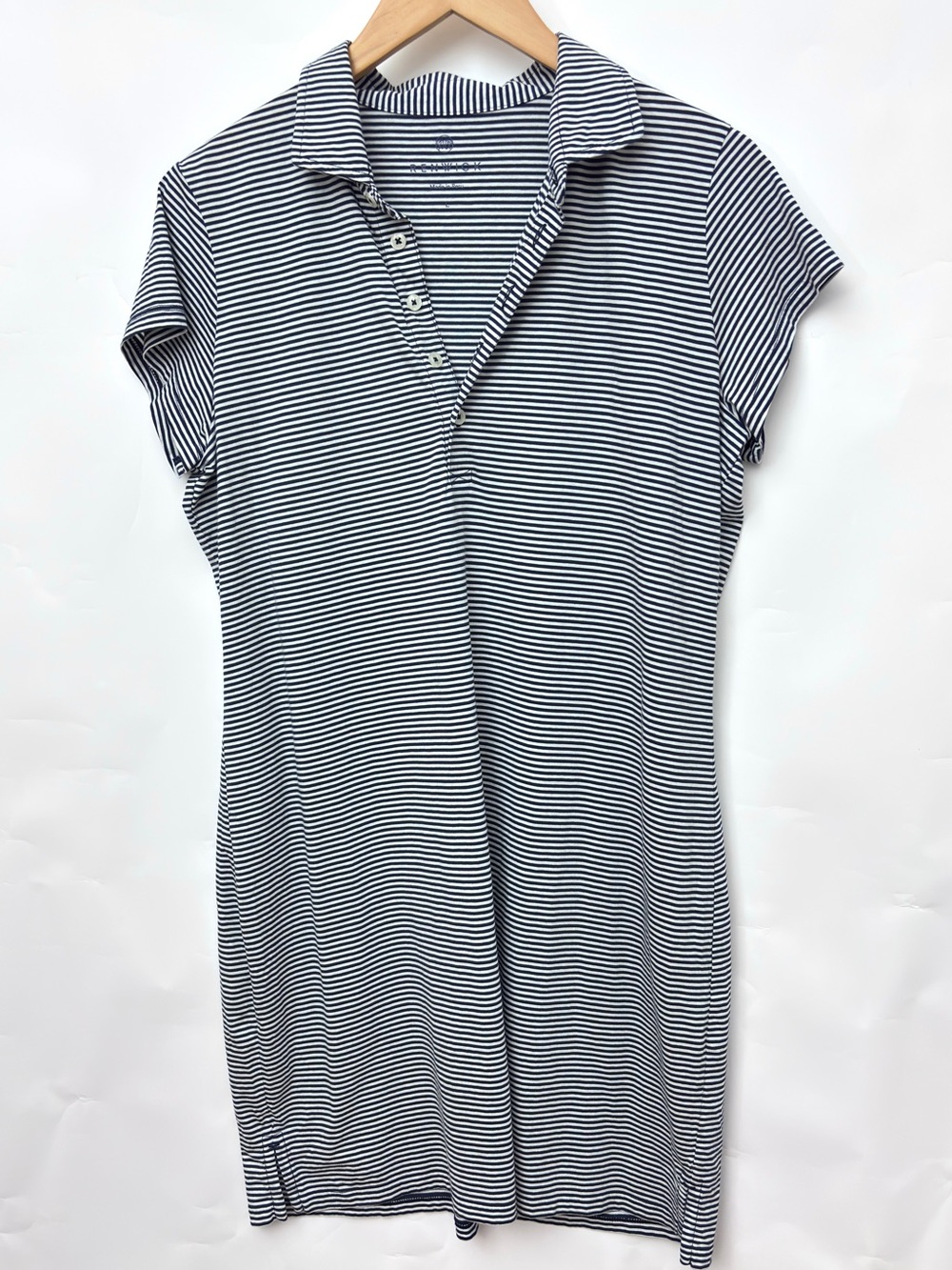 Renwick Women's Navy and White Striped Polo Style Dress Large NWOT